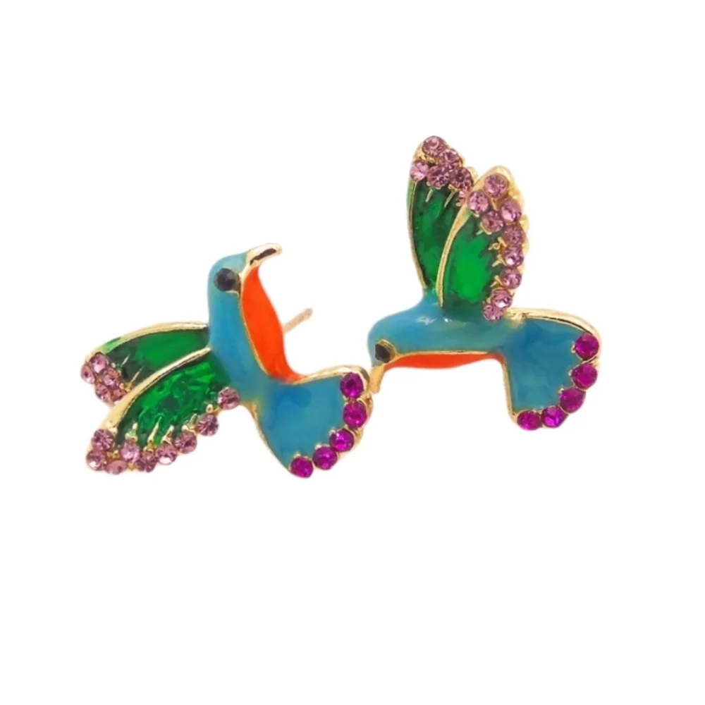 Hummingbird Enamel Fashion Earrings